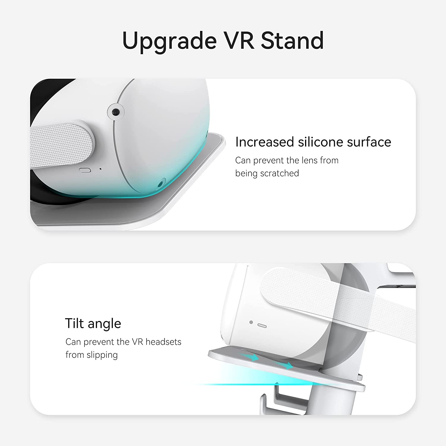 Upgraded VR Stand Compatible with Quest 2 /Quest/Psvr 2 /Rift S/Valve Index/Hp Reverb G2VR Headset and Touch Controllers, Vr Headset Stand and Controller Holder Mount Station (White)
